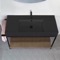 Console Sink Vanity With Matte Black Ceramic Sink and Natural Brown Oak Shelf, 43